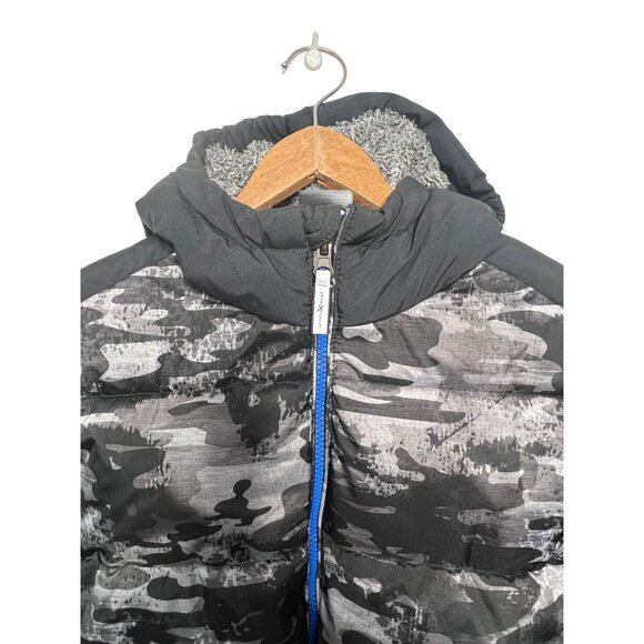 Zero xposur Boys XL Camo Heavy Puffer Jacket Fleece Hood Full Zip Black Gray - Picture 3 of 16